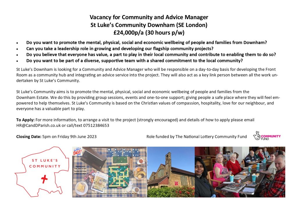 Community and Advice Manager Advert